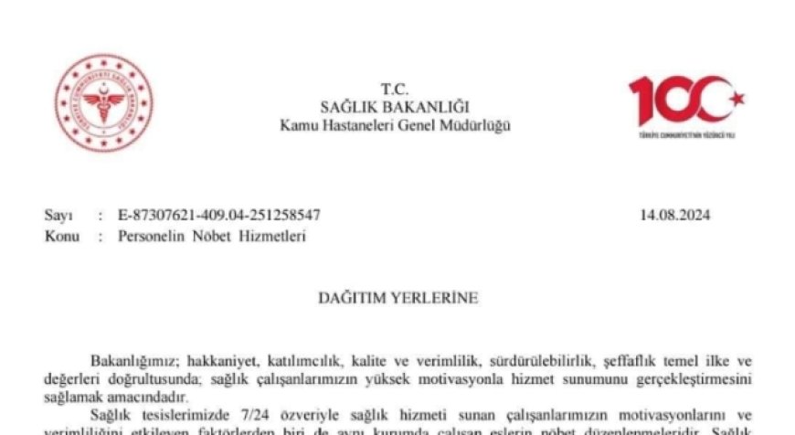 Nöbet Tutan Sağlık Çalışanı Eşler İçin Düzenleme